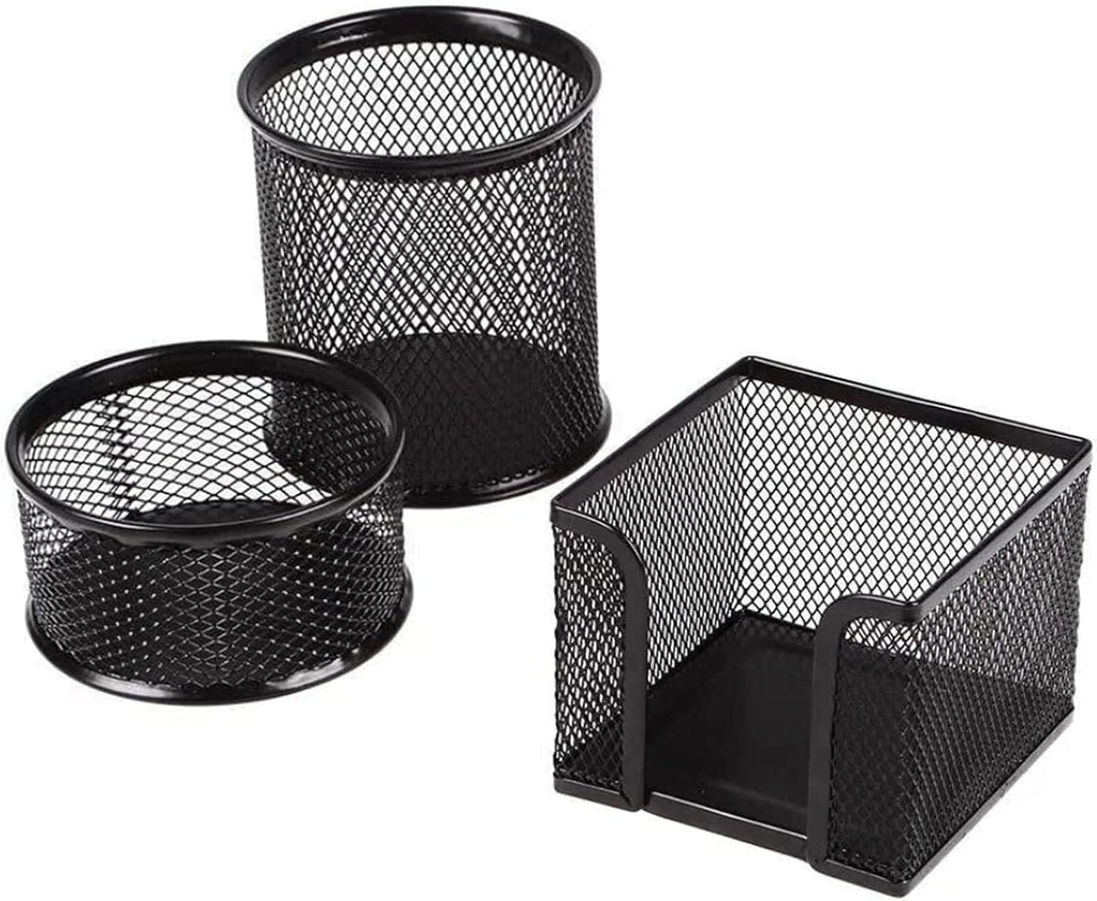 UFFICIUSUP Metal Mesh Desk Organizer Set 3-Piece Black