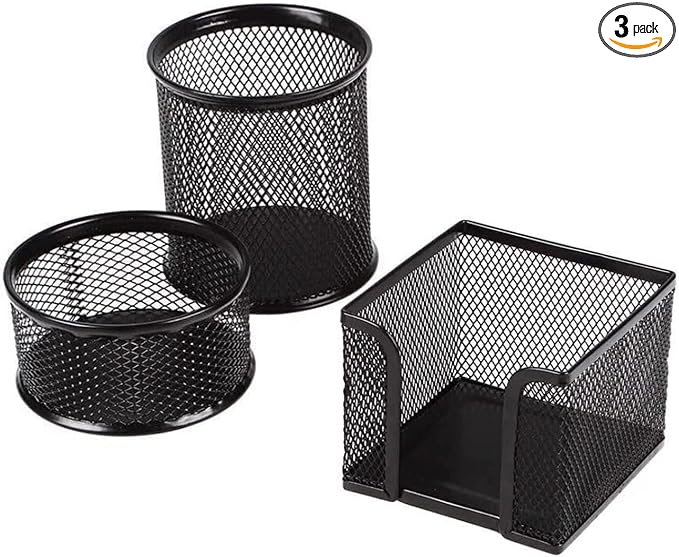 UFFICIUSUP Metal Mesh Desk Organizer Set 3-Piece Black