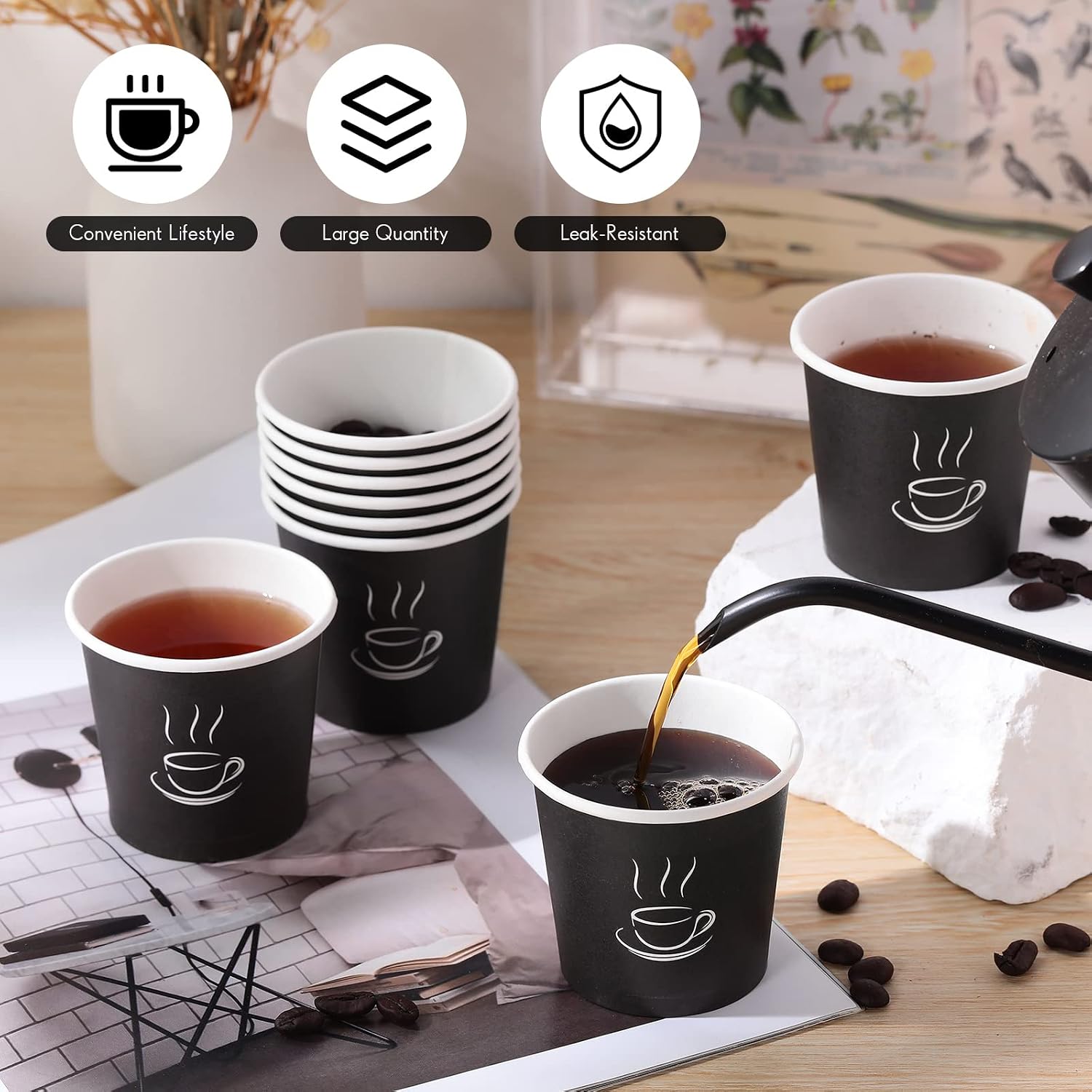 Didaey 4 oz Disposable Paper Espresso Cups Black 1000 Pack