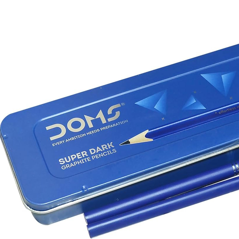 Doms Superio Super Dark Graphite Pencils Tin Pack 12 Pcs Kids Writing