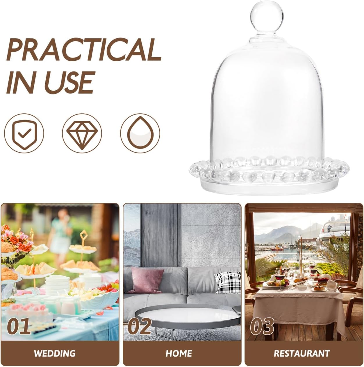 Operitacx Mini Glass Cake Stand with Dome Cover 4-Inch