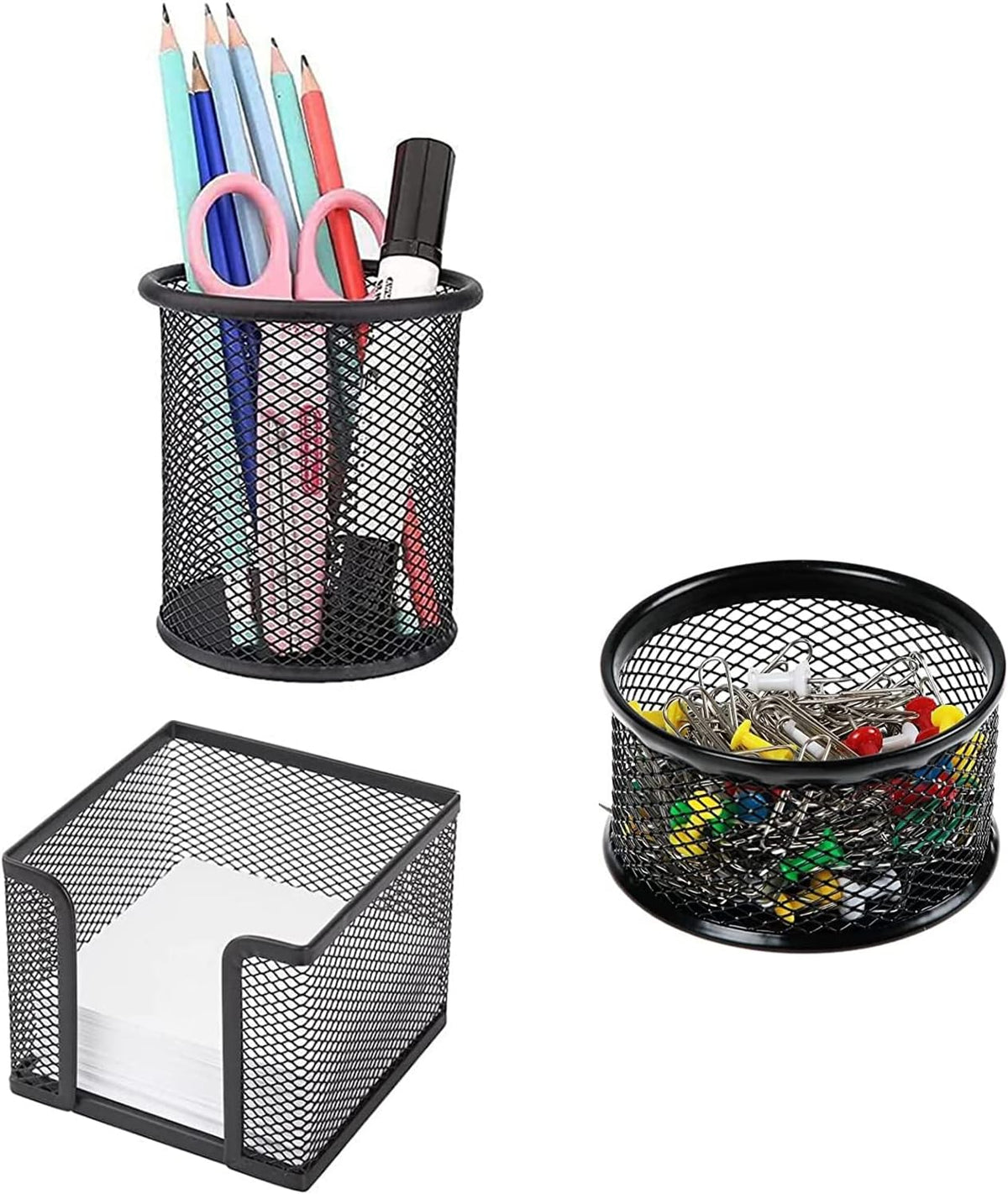 UFFICIUSUP Metal Mesh Desk Organizer Set 3-Piece Black