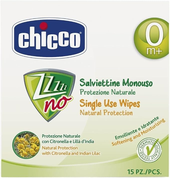 Chicco Zzzno Baby Wet Wipes Citronella and Indian Lilac 15pc