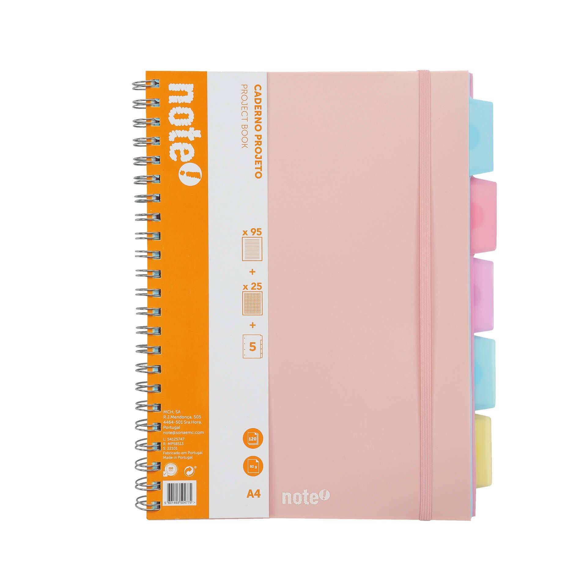Note! A4 Spiral Ruled Notebook with Elastic Bands and Dividers