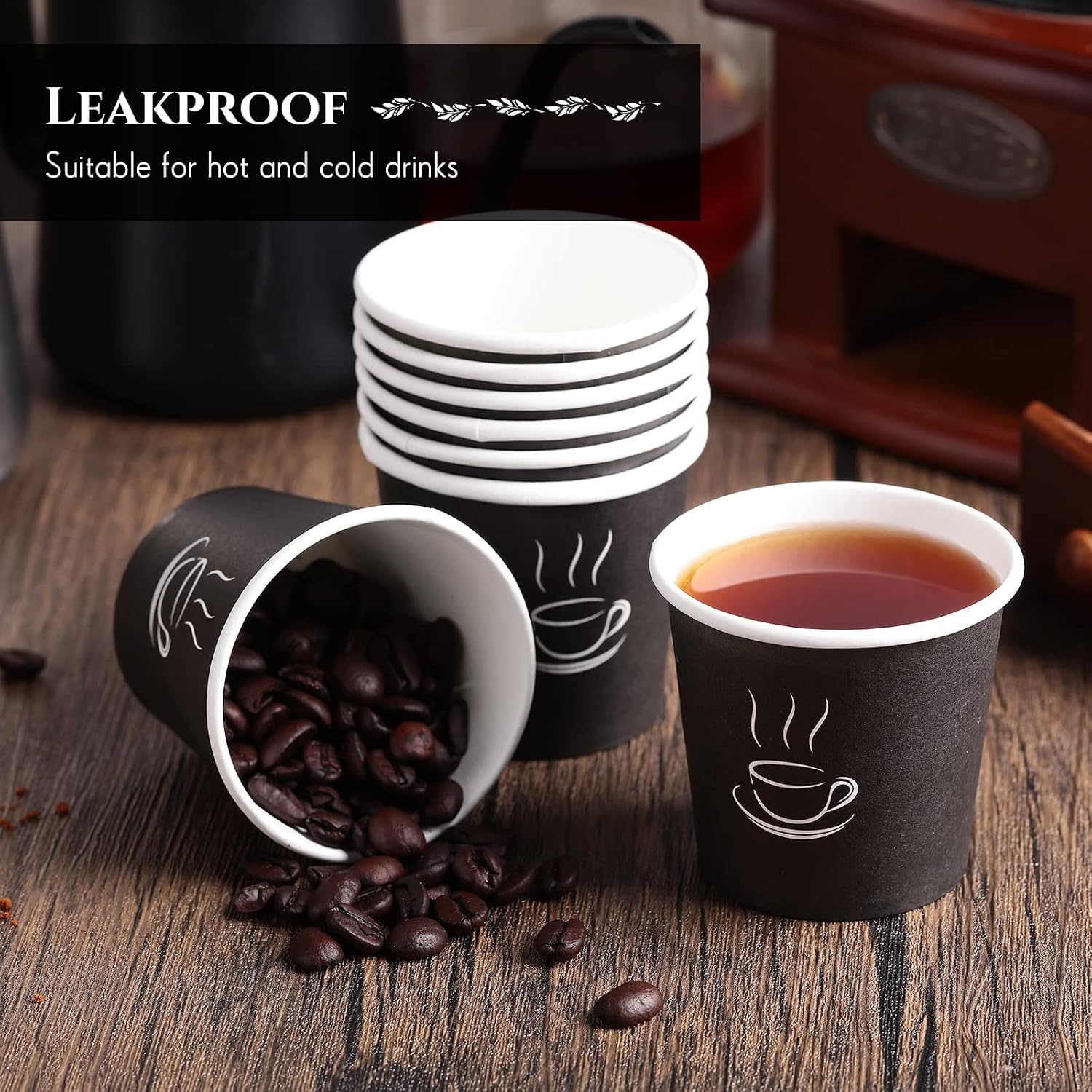 Didaey 4 oz Disposable Paper Espresso Cups Black 1000 Pack