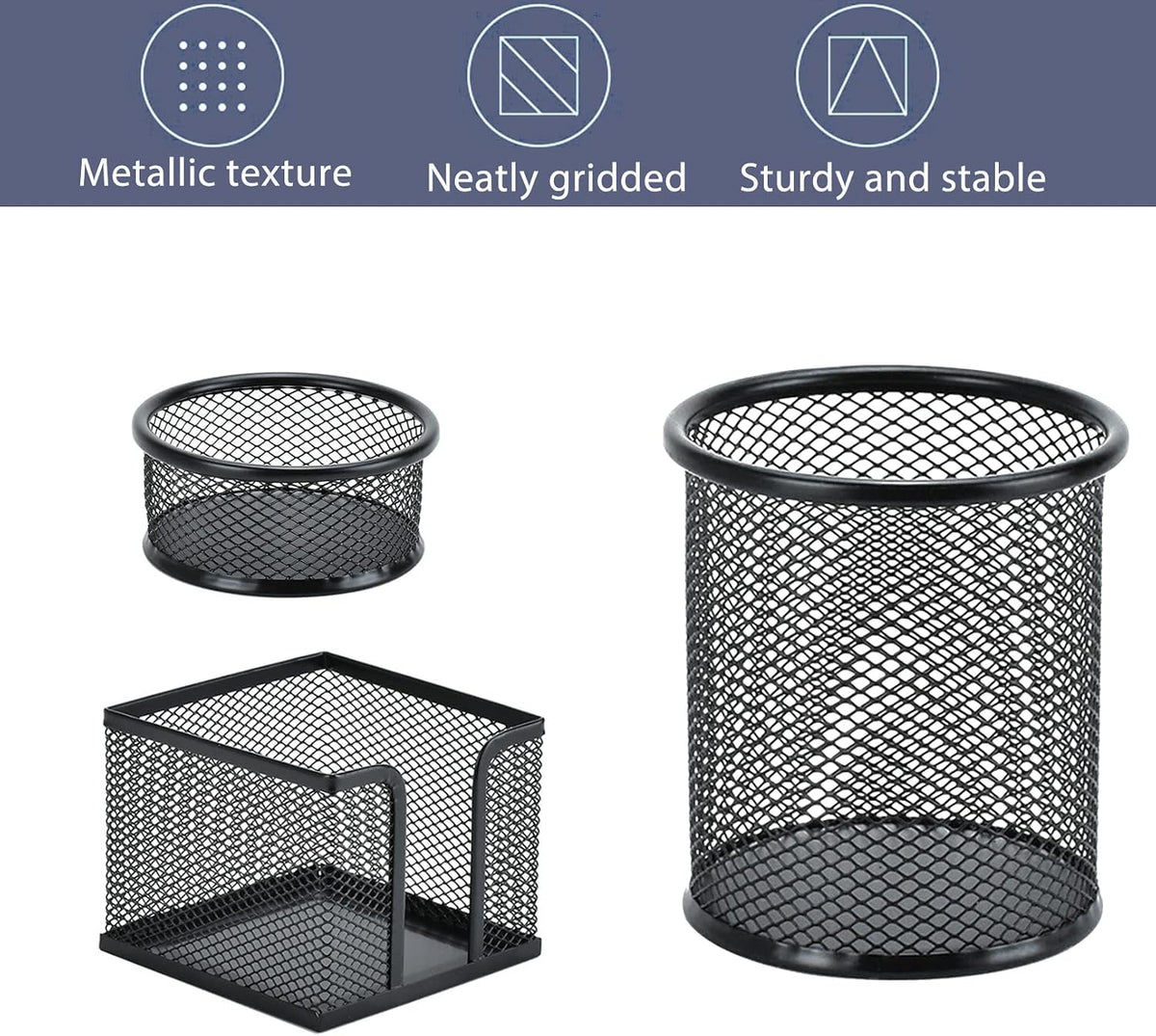 UFFICIUSUP Metal Mesh Desk Organizer Set 3-Piece Black
