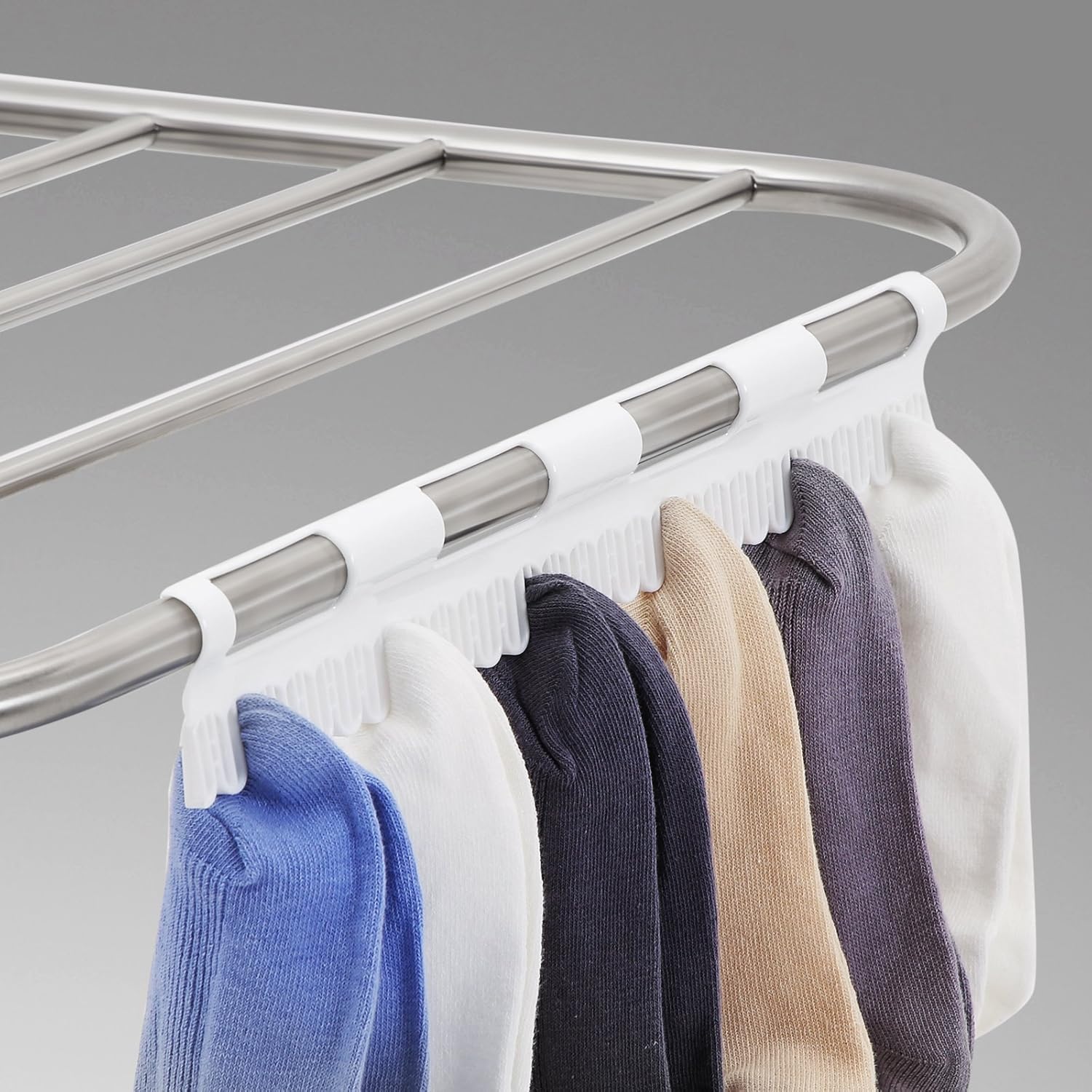 SONGMICS Gullwing Clothes Drying Rack Stainless Steel Foldable Silver