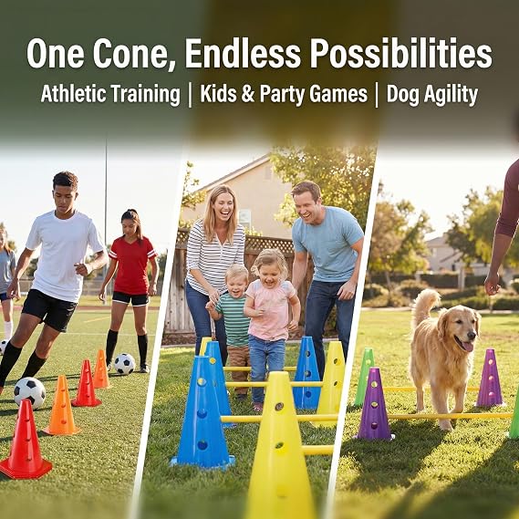 Suwimut 24 Pack Plastic Agility Cones 9-Inch Soccer Training Markers