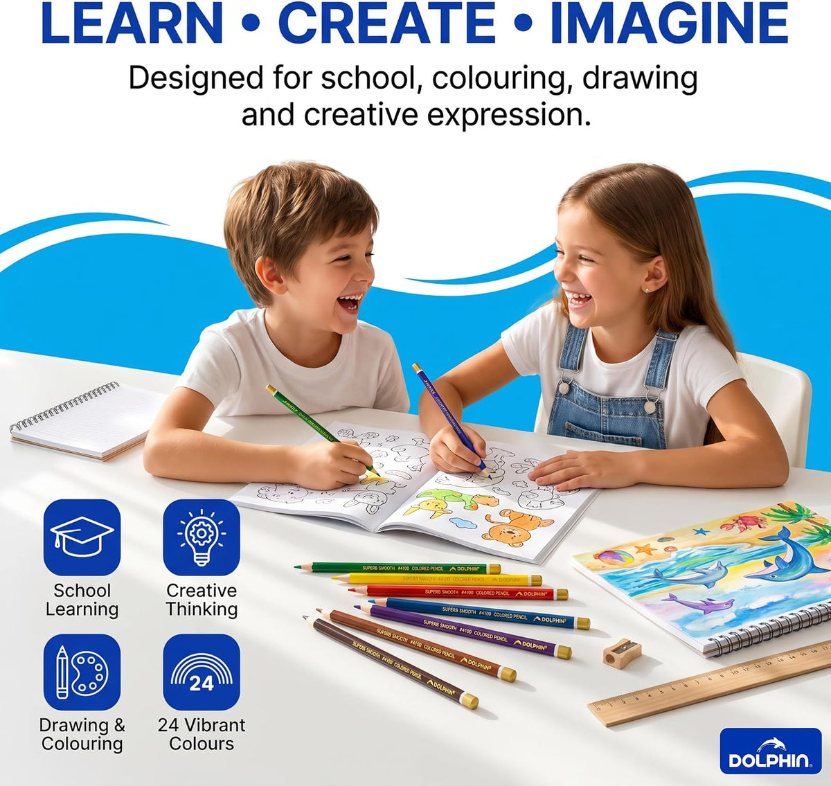Dolphin Superb Writer Colouring Pencils 24-Piece Set