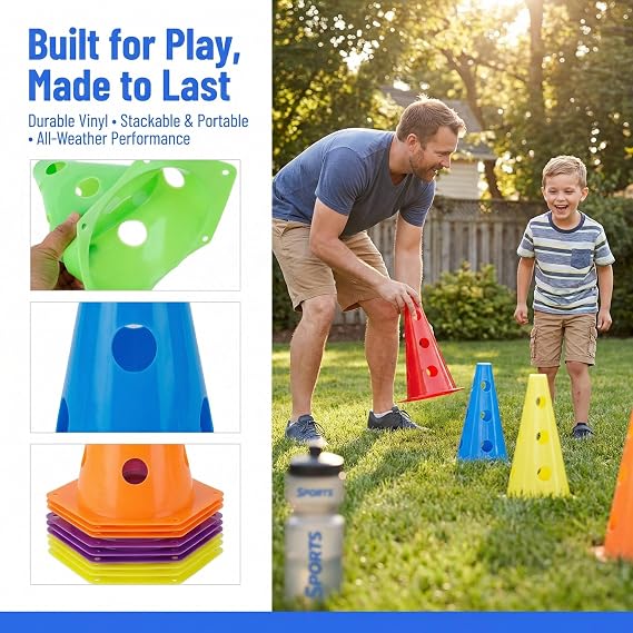 Suwimut 24 Pack Plastic Agility Cones 9-Inch Soccer Training Markers