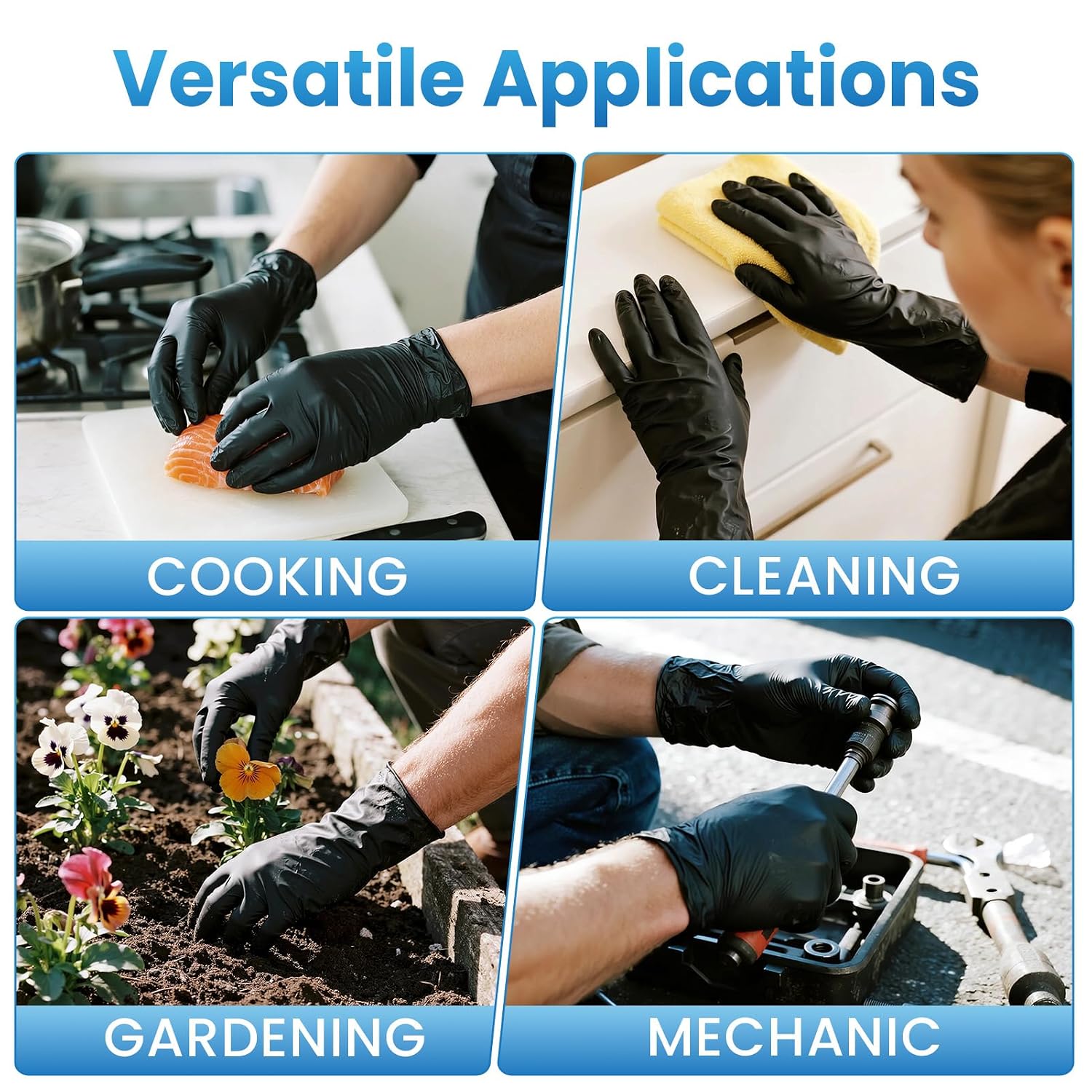 Borje 4 mil Disposable Nitrile Gloves Black 100 Count