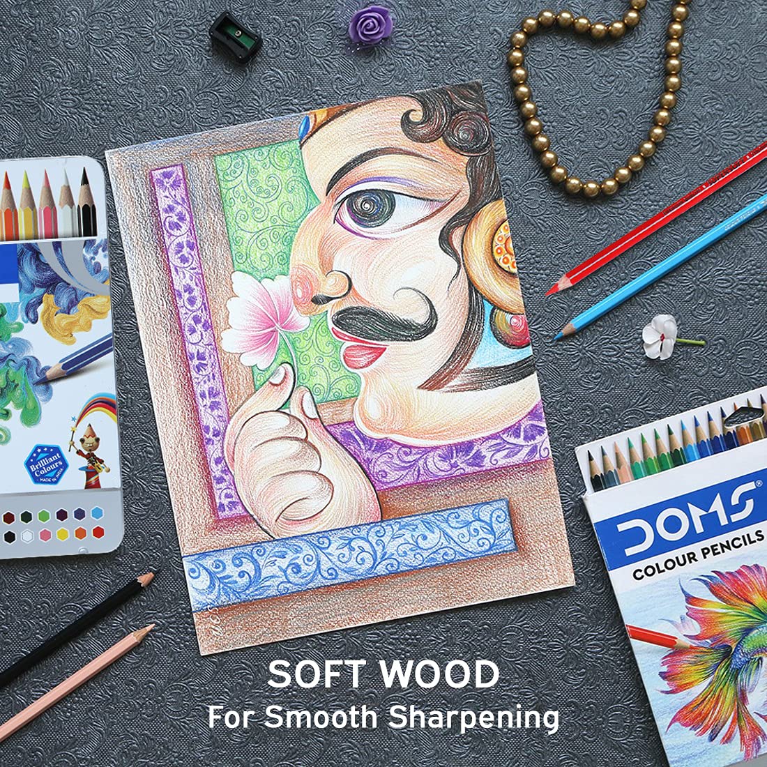 DOMS 24 Super Soft Color Pencils: Smooth Blending, Non-Toxic Art Kit