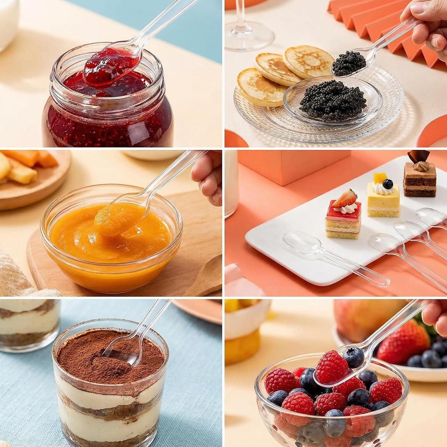 VASANA 500-Piece Clear Disposable Plastic Tasting Spoons for Desserts