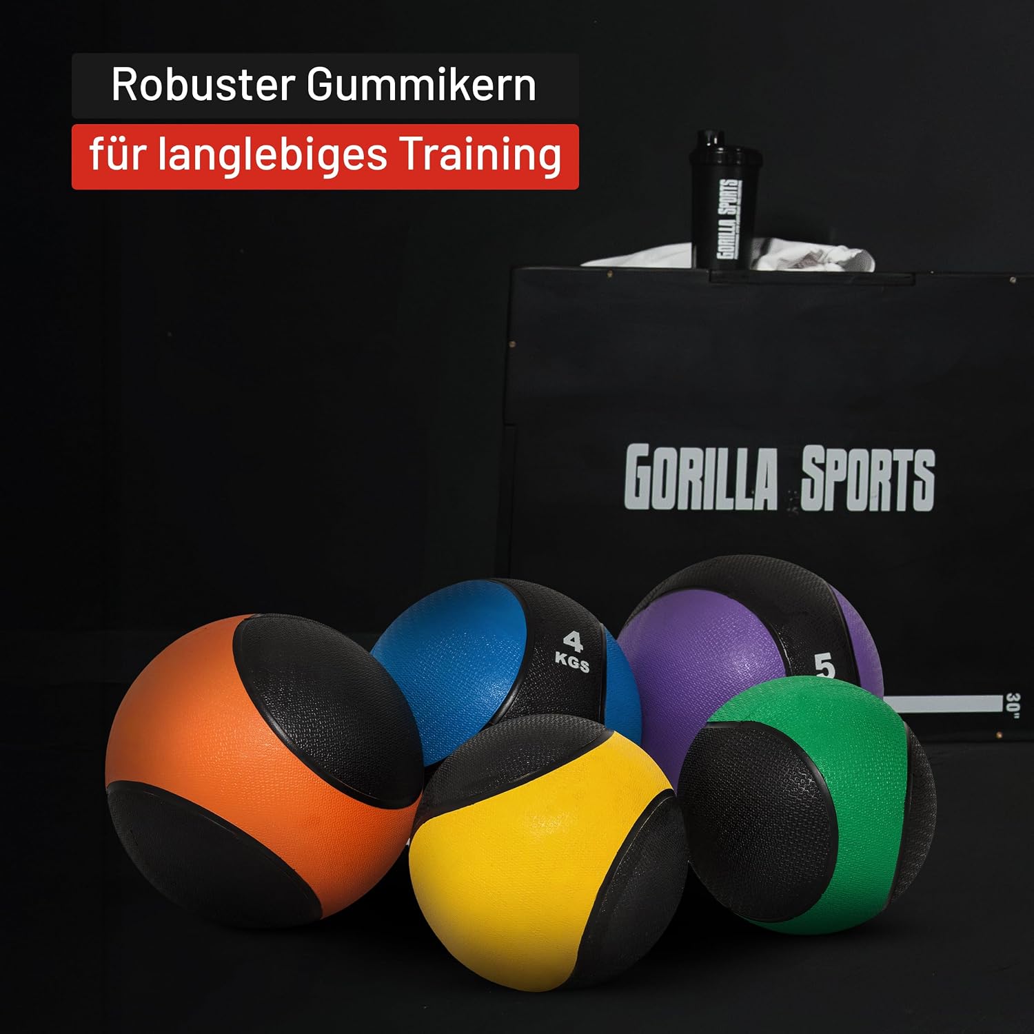 Gorilla Sports Rubber Medicine Ball for Strength and Fitness Training