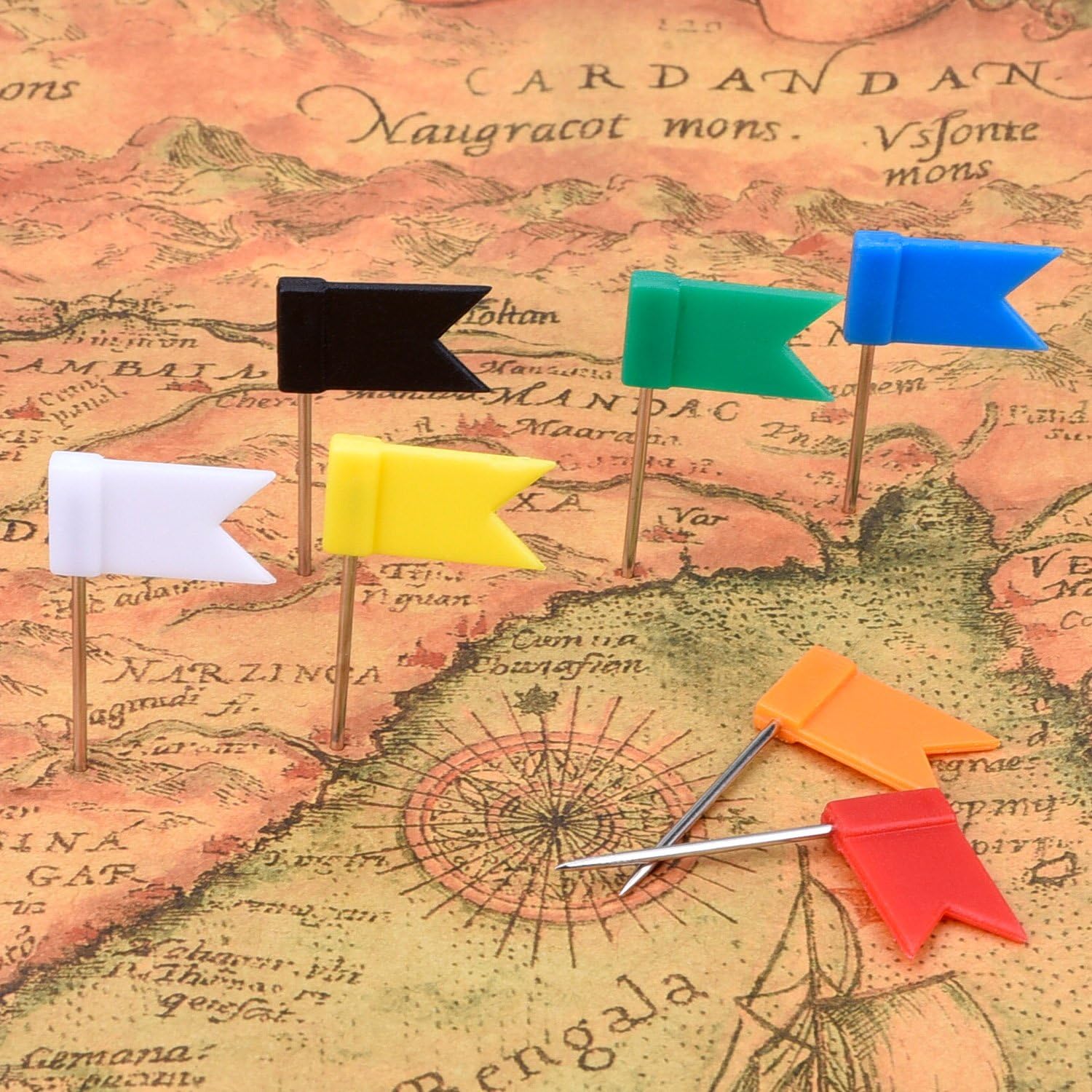 Outus Flag Map Push Pins Assorted Colors 100 Pieces