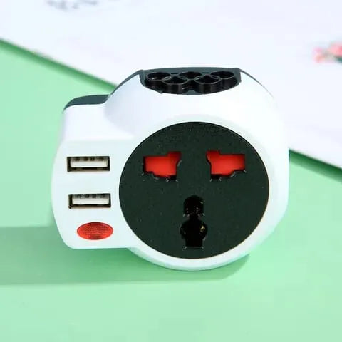 4-in-1 Multi Travel Adapter with Dual USB Port Black