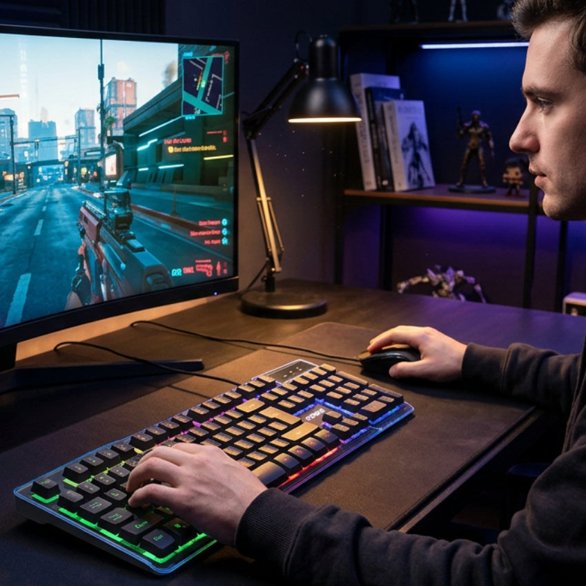 Andowl LED Backlight Wired Gaming Keyboard Q-801