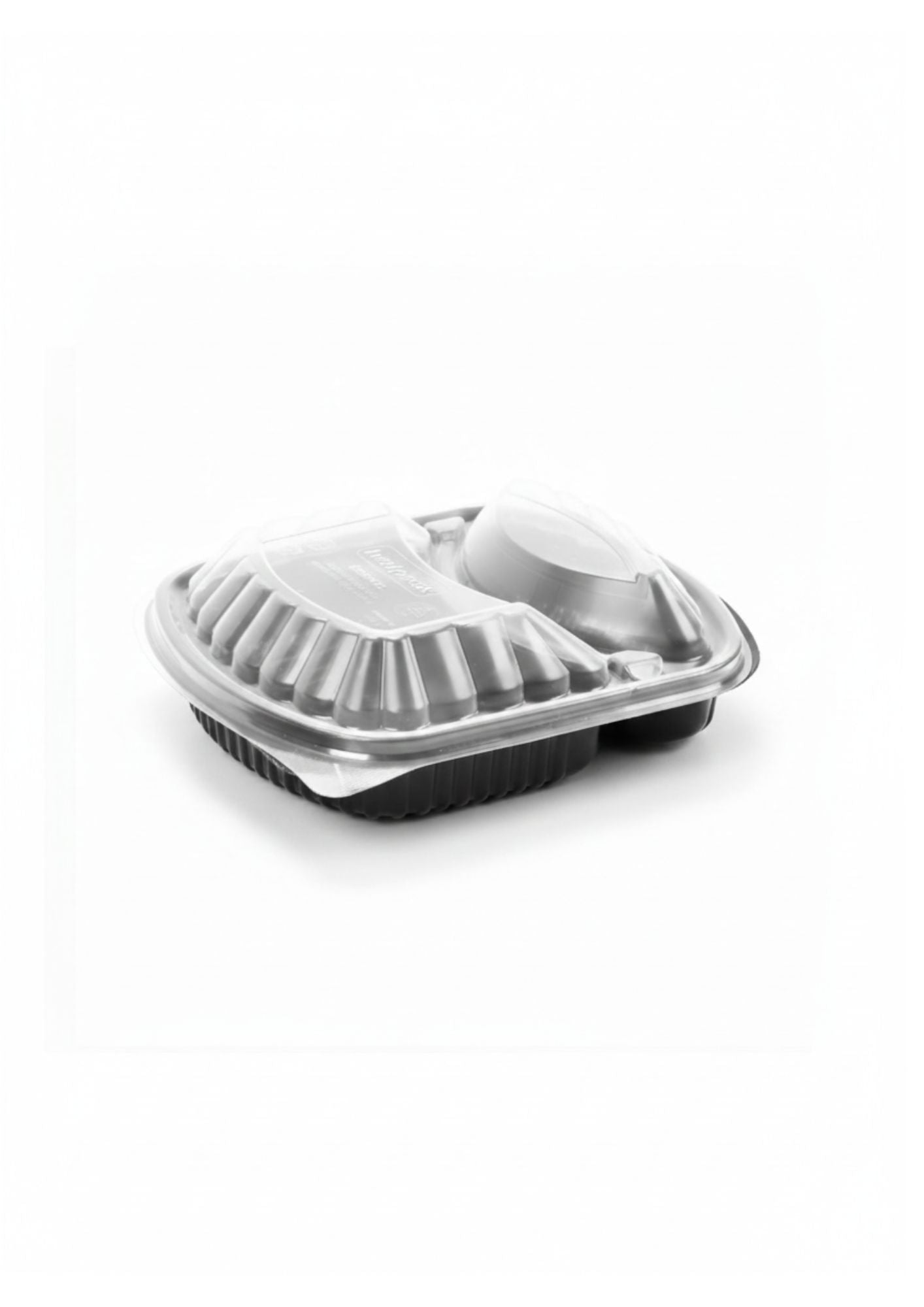 Cosmoplast 2-Compartment Food Storage Container with Lid Black