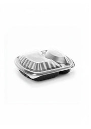 Cosmoplast 2-Compartment Food Storage Container with Lid Black