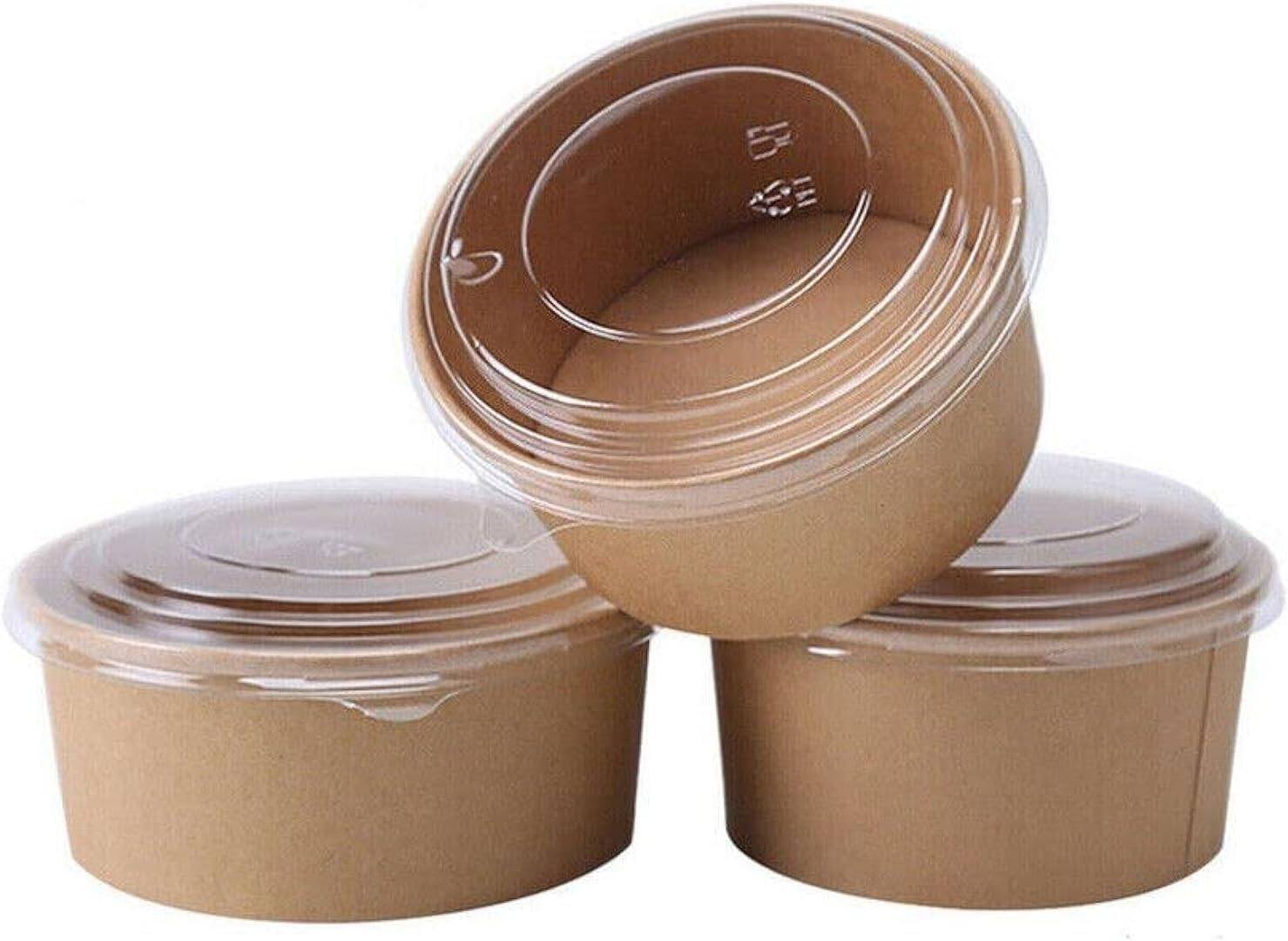 Generic Kraft Paper Salad Bowl 1000ml with Clear Lid 50 EMB.