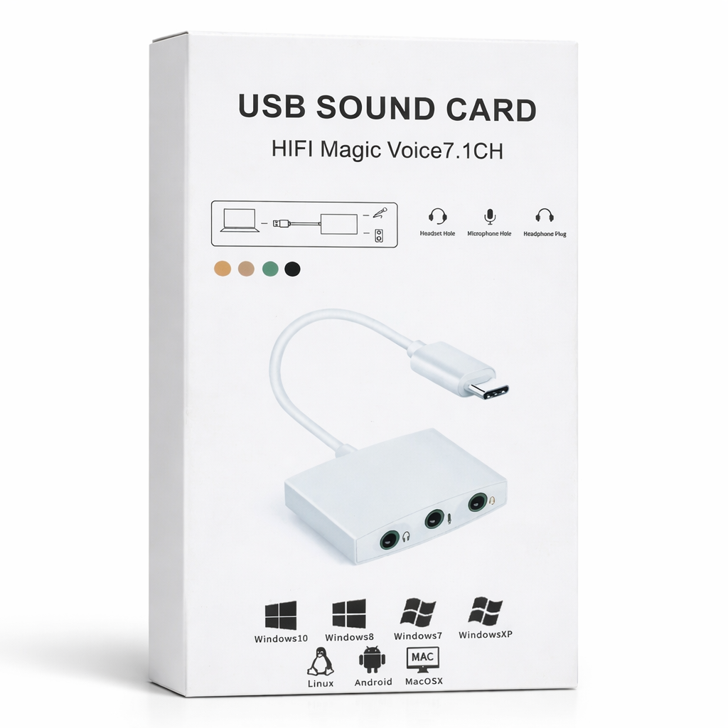Adaptador Placa de Som USB-C – Divisor de Áudio para Auscultadores e Microfone de 3,5 mm (HiFi 7.1) (IT0074)