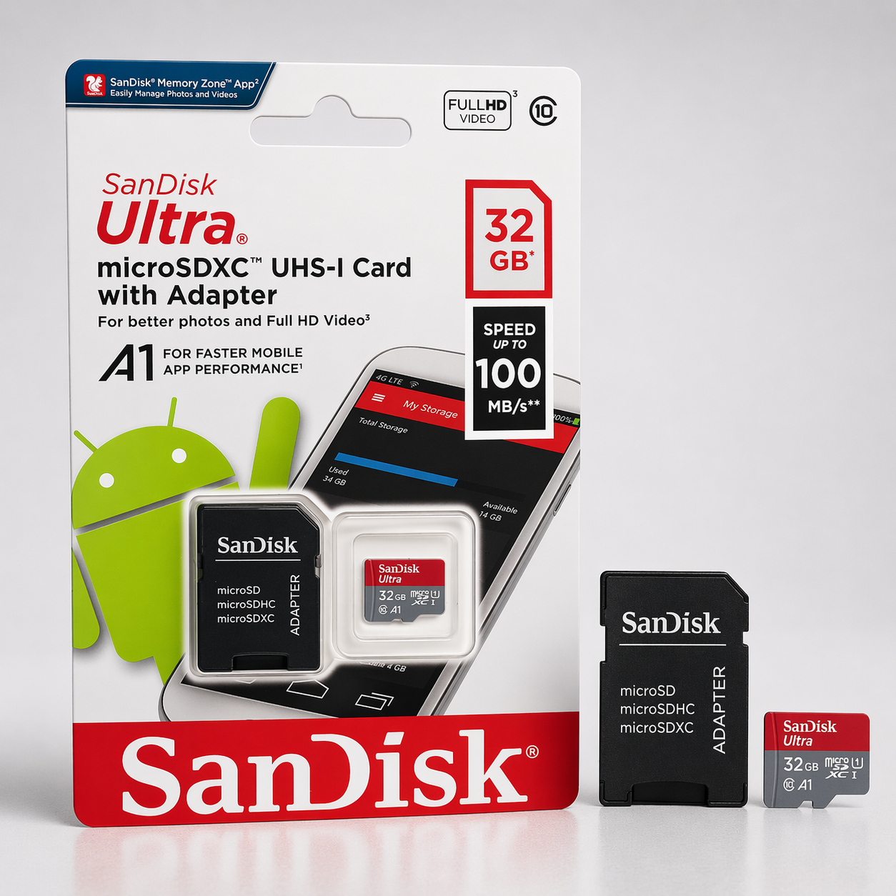 Cartão SanDisk Ultra microSDXC 32GB UHS-I com Adaptador (A1, até 100MB/s)