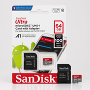 Cartão SanDisk Ultra microSDXC 64 GB UHS-I com Adaptador (A1, Até 100 MB/s) (MEM0006)