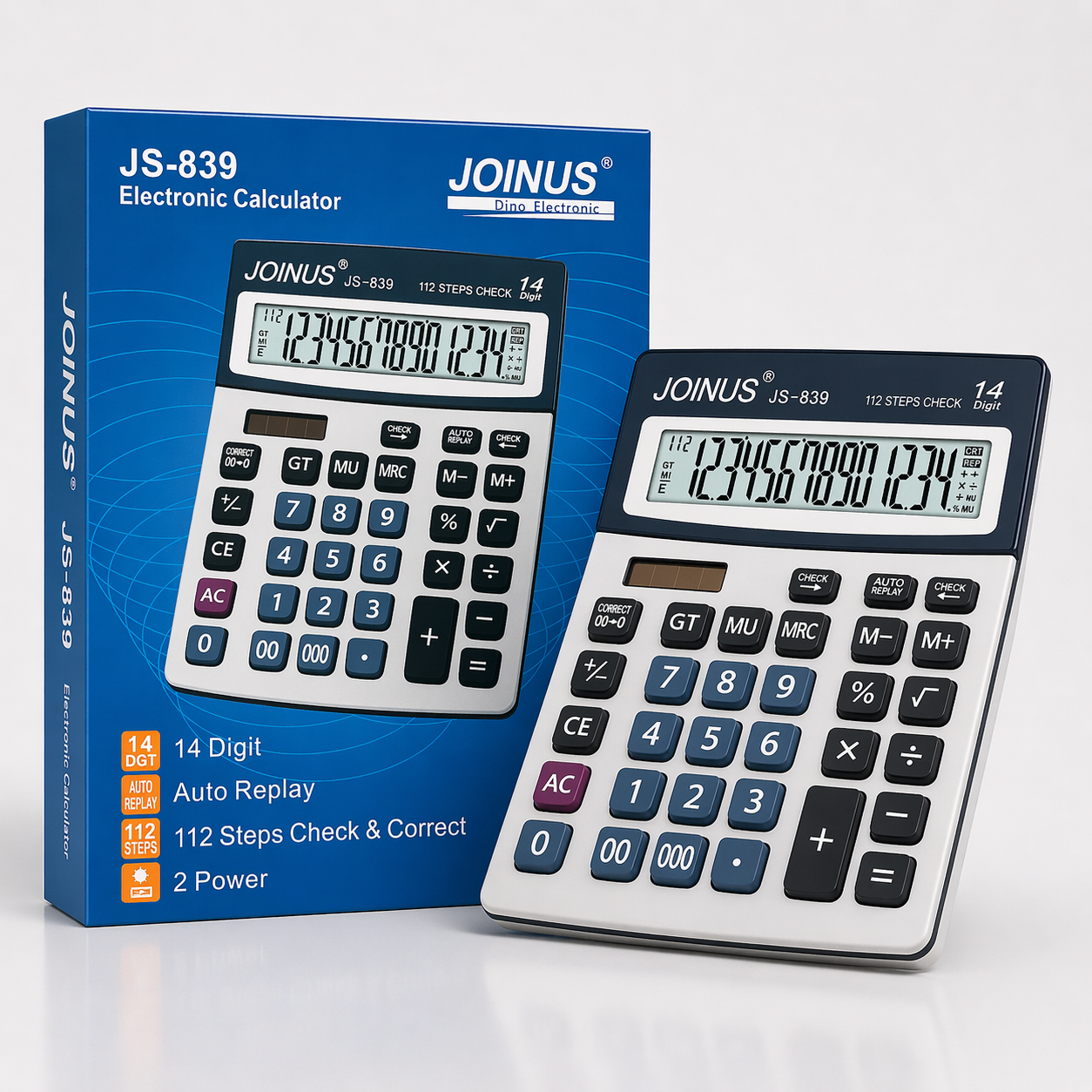 Calculadora Eletrónica JOINUS JS-839 – 14 Dígitos com Reprodução Automática (AYC156-7)