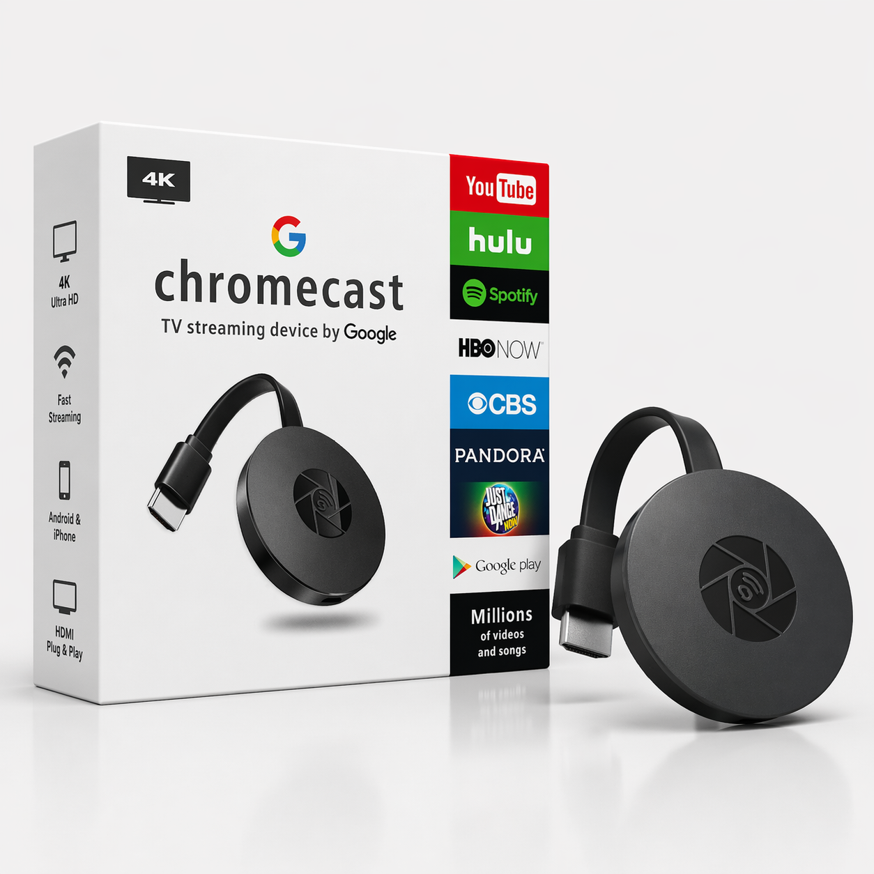 Dispositivo de Transmissão 4K Smart Chromecast – Adaptador de Mídia de TV HDMI Sem Fio (IT0153)