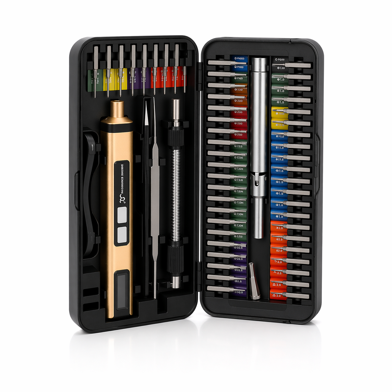 Conjunto de Chaves de Precisão Elétricas de 58 Peças – Kit de Ferramentas de Reparação Recarregável (IT0055)