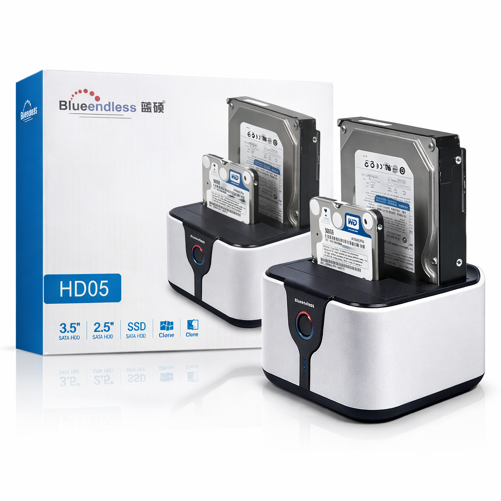 Blueendless HD05 Dual Bay SATA Hard Drive Docking Station – USB 3.0 HDD/SSD Cloner (IT0009)