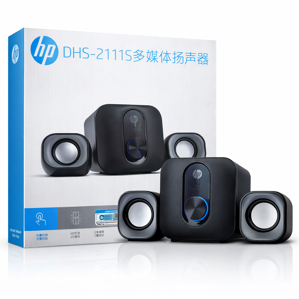 Sistema de Colunas Multimédia HP DHS-2111S – Áudio de Secretária 2.1 Canais com Controlo LED (IT0033)