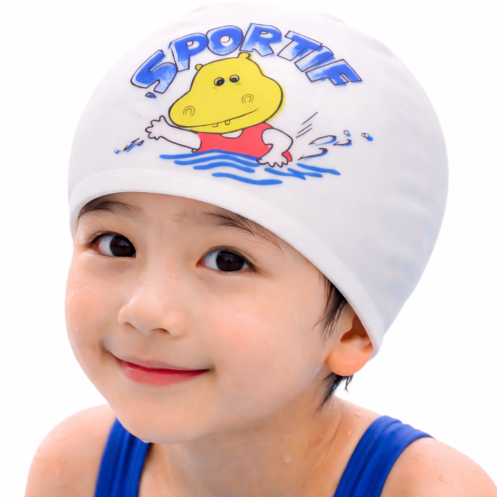 Touca de Natação em Silicone para Crianças – Design Desportivo Cartoon (Suave e Impermeável) (AYD273-54)