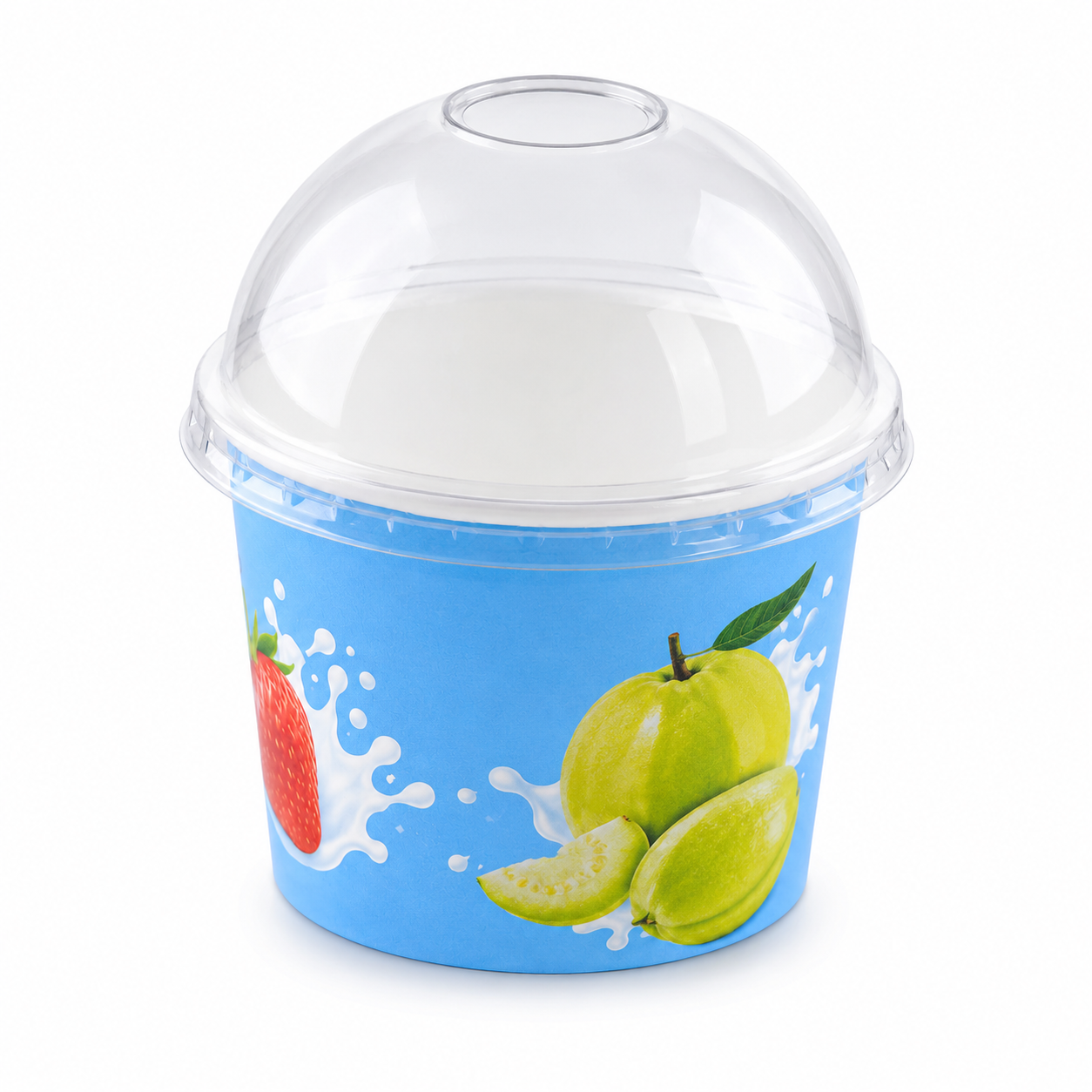 Copo de Sobremesa Descartável com Tampa em Cúpula – Recipiente para Servir Salada de Frutas e Gelados