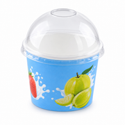 Copo de Sobremesa Descartável com Tampa em Cúpula – Recipiente para Servir Salada de Frutas e Gelados