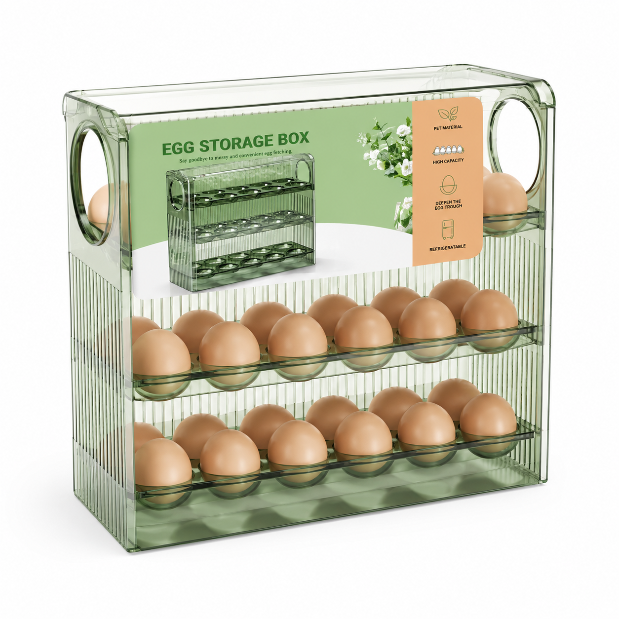 Organizador de Ovos de Grande Capacidade – Caixa para Ovos para Frigorífico
