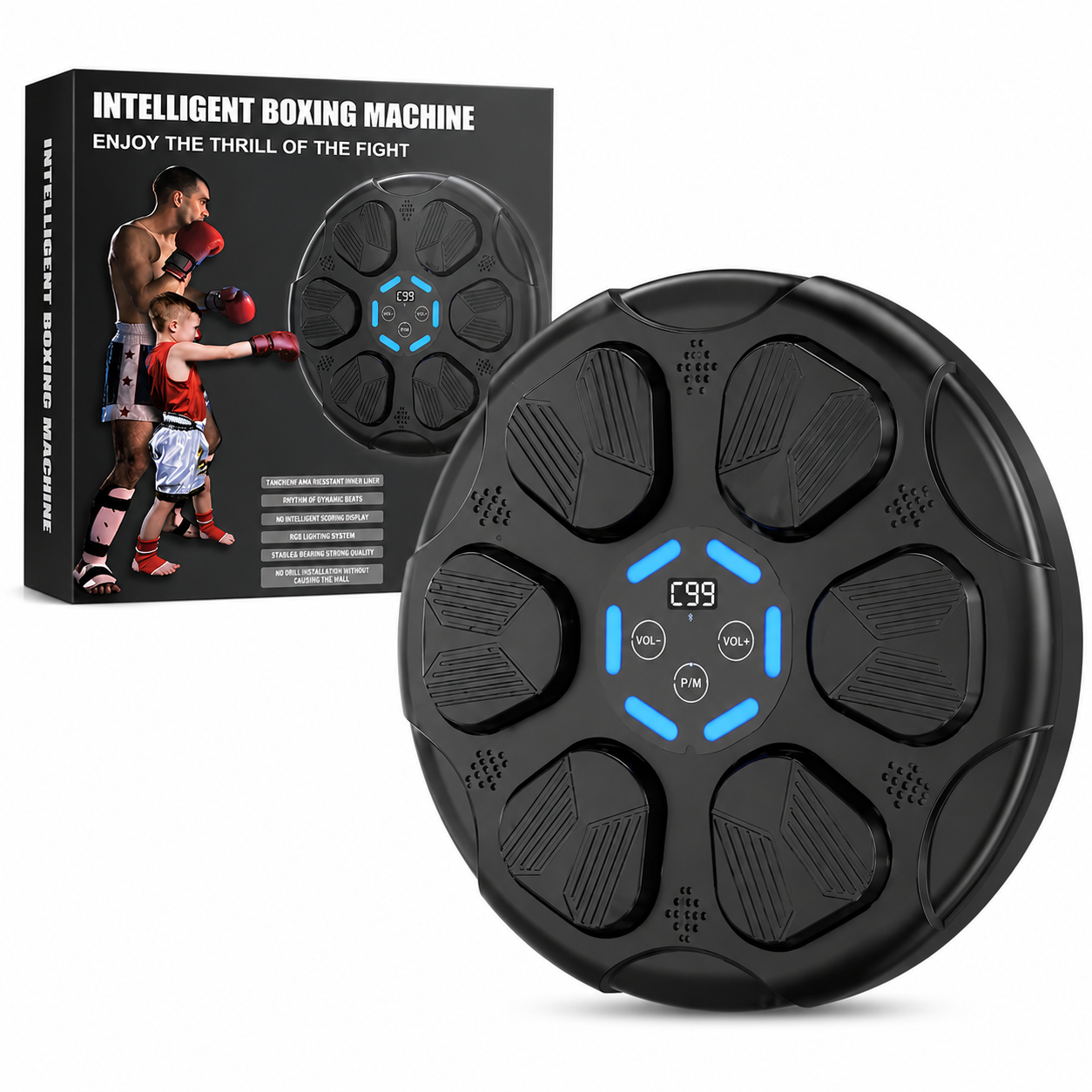 Máquina de Boxe Musical Inteligente – Alvo de Treino de Boxe Interativo Montado na Parede-AYD256-384