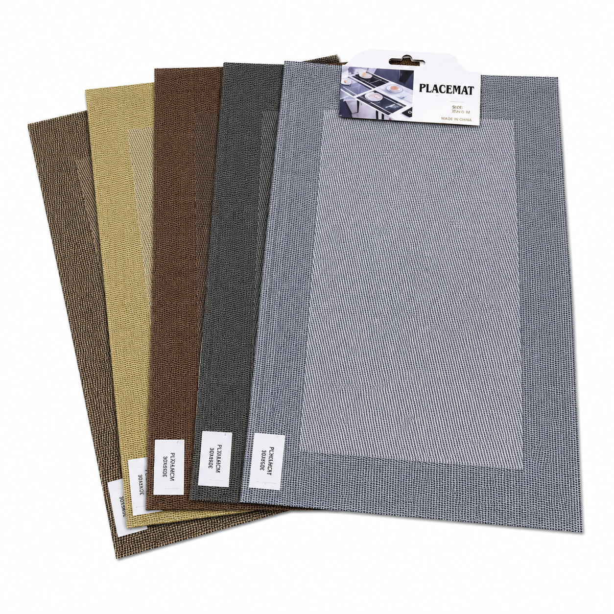 Conjunto de Individual em PVC Entrançado Premium – Bases de Mesa Resistentes ao Calor (30 × 45 cm)-AYD263-18