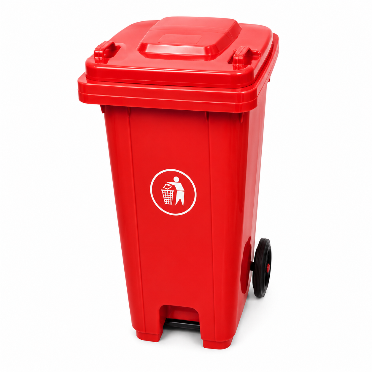 Contentor do Lixo com Rodas Reforçado de 100L – Contendedor de Lixo Exterior de Grande Capacidade (Vermelho)-AYD267-4
