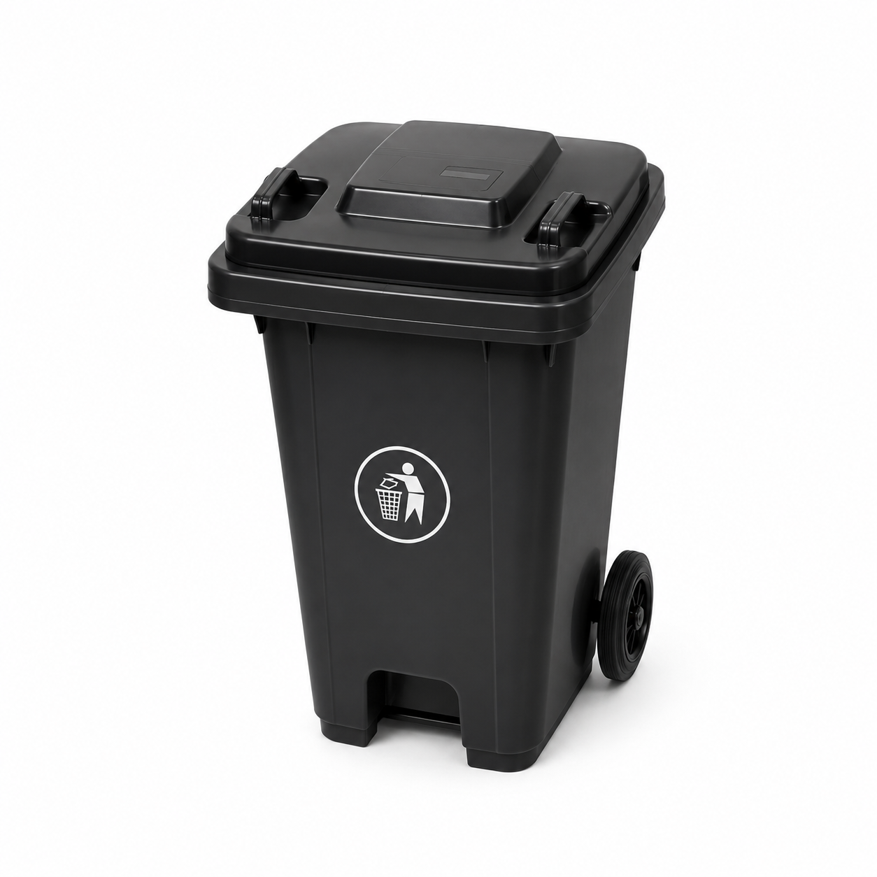 Contentor de Lixo com Rodas Reforçado de 80L – Recipiente de Lixo Compacto para Exterior (Preto)-AYD267-5
