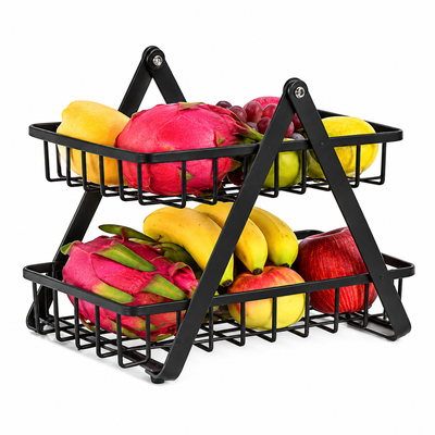 Prateleira de arrumação doméstica de 2 andares – Organizador multifuncional de frutas e vegetais - AYD314-4