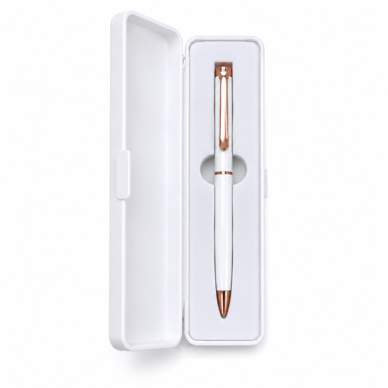 Conjunto de Canetas Esferográficas Executivas de Luxo Branco e Rosa Dourado-AYC342-5