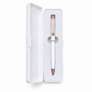 Conjunto de Canetas Esferográficas Executivas de Luxo Branco e Rosa Dourado-AYC342-5