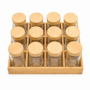 Conjunto Organizador de Frascos de Especiarias de Bambu de 12 Peças - AYD305-4