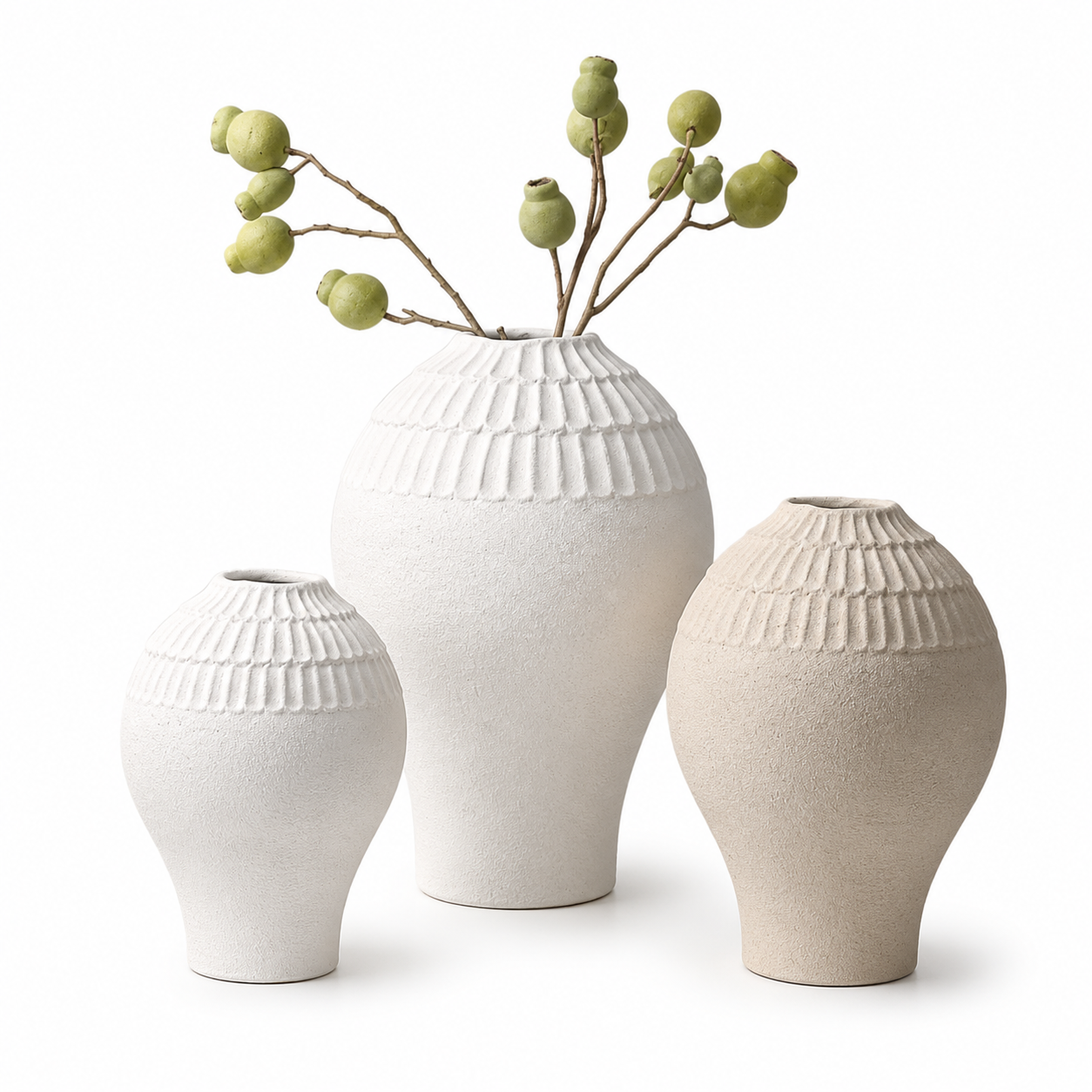 Conjunto de Vasos de Cerâmica Texturizados Modernos - AYD312-19