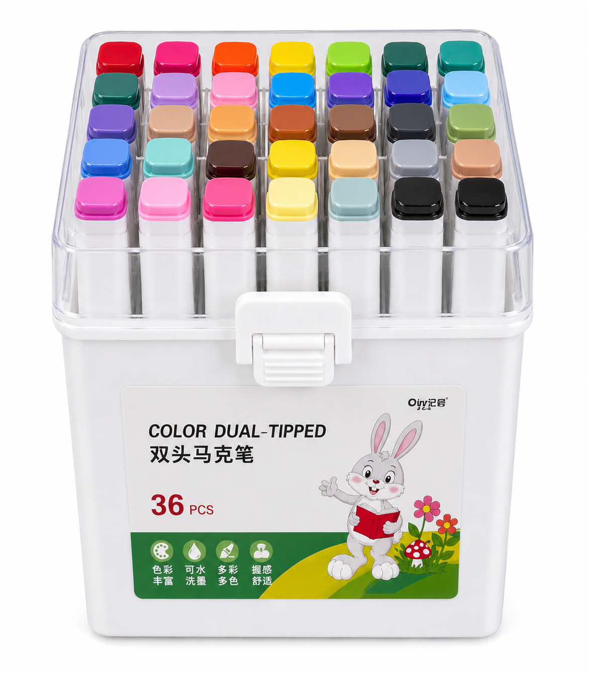 Conjunto de Marcadores Premium de Ponta Dupla – 36 Cores