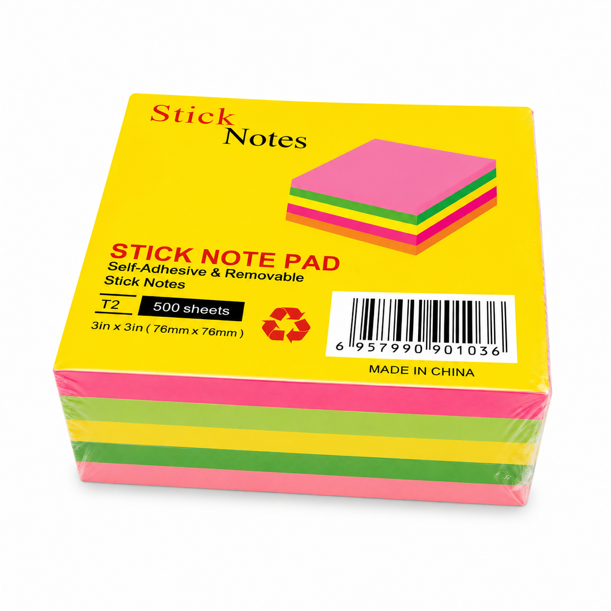 Blocos de Notas Adesivas Fluorescentes 3 × 3 – 500 Folhas