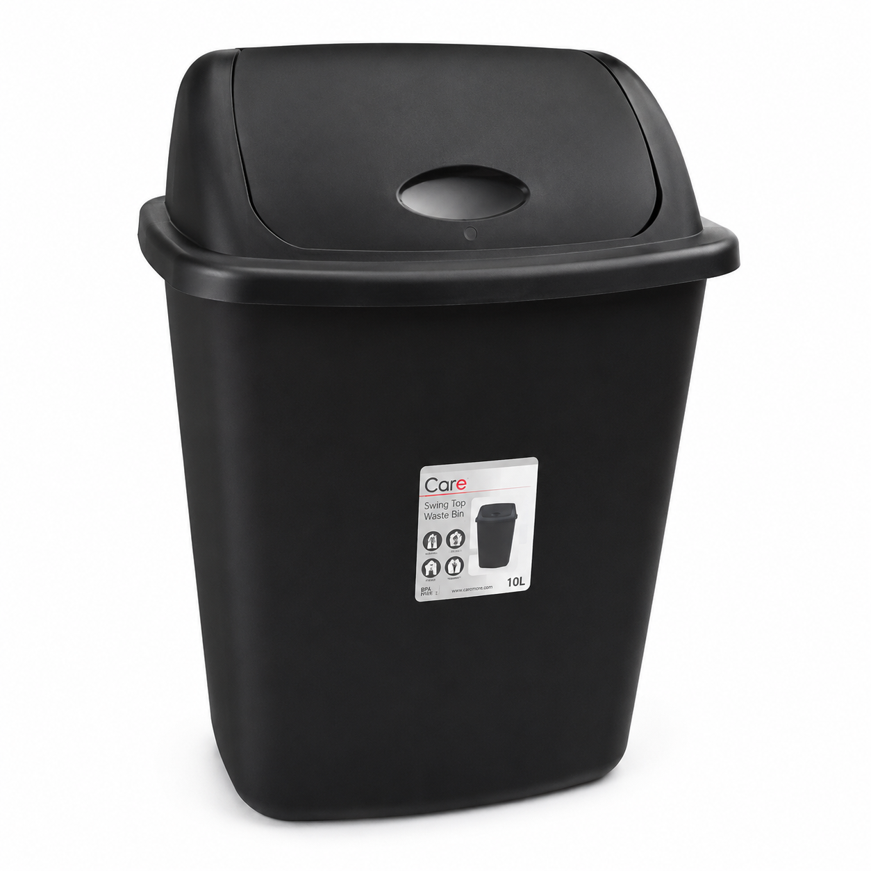 Balde do Lixo em Plástico com Tampa de Baloiço – Preto-10L AYD256-104