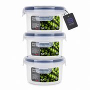 Conjunto de Recipientes Herméticos Premium para Alimentos – 3 Caixas Empilháveis para Frescura