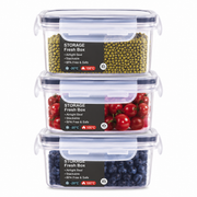 Conjunto de Caixas Herméticas Retangulares Premium para Alimentos – 3 Recipientes de Conservação de Frescura